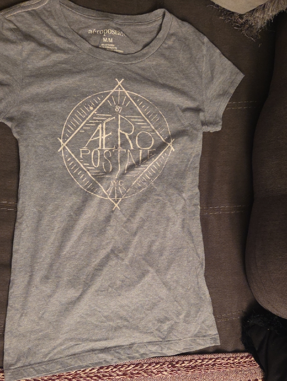 Aeropostale Heather gray Graphic Tee with Cream Logo